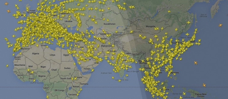  실시간 세계 항공기 추적 Flightradar24