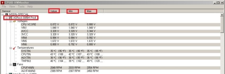 cpu 온도 및 컴퓨터 온도 측정 프로그램 - HWMONITOR v1.28 포터블