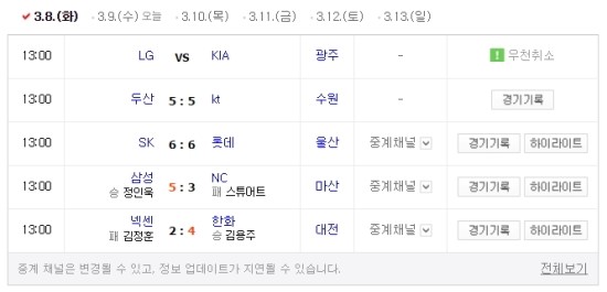 2016년 프로야구 시범경기 첫단추를 잘끼운 한화이글스 0308... 