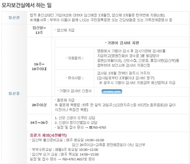 경기도 광주시 임신,출산지원