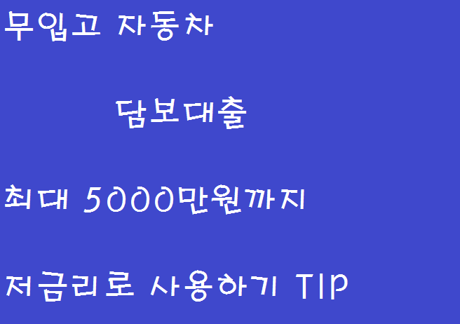  무입고 자동차 담보대출 저금리 활용법