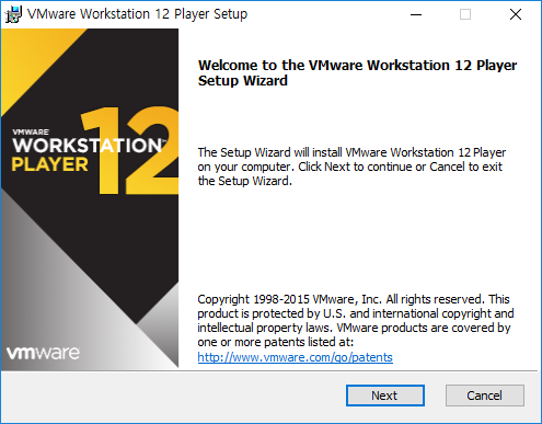  환경 구축하기 1. vmware player 12 다운로드 및 설치하기.