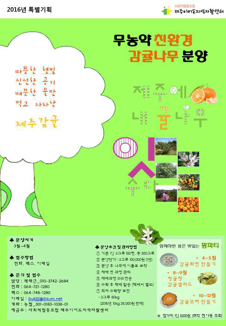 무농약 감귤나무 분양 리플렛 무농약 감귤나무 분양 리플렛