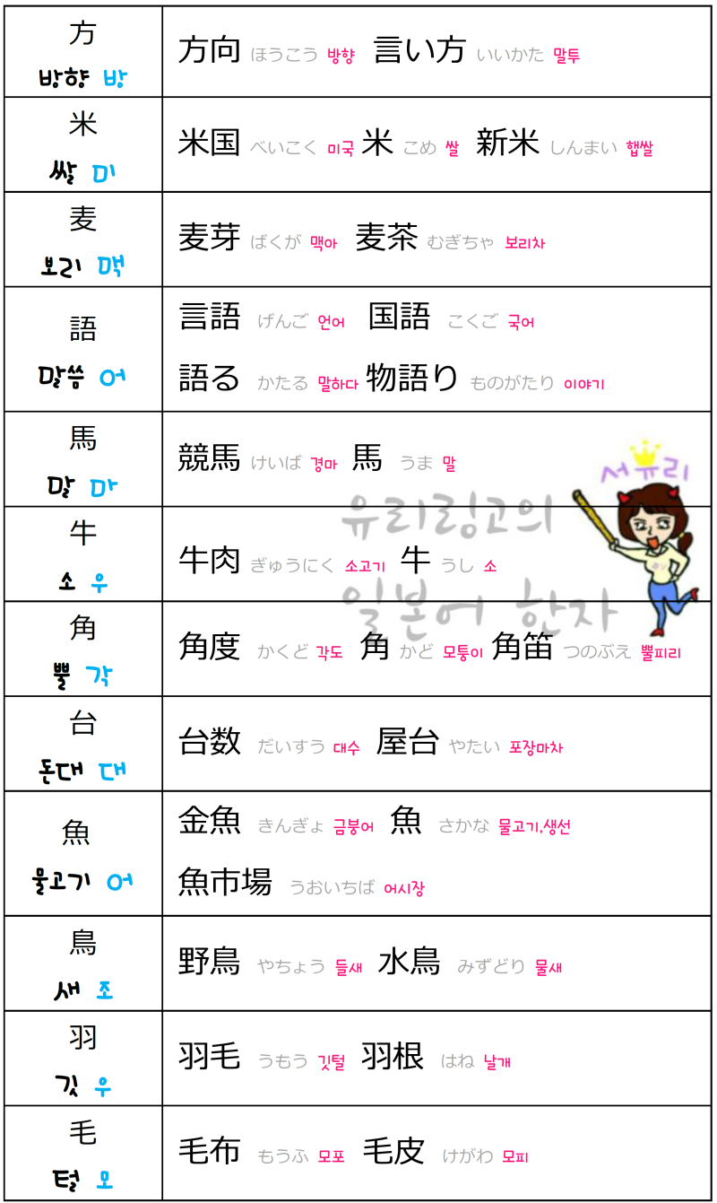 초등2학년한자 小学2年生漢字 주거 문화 동식물44字 네이버 블로그