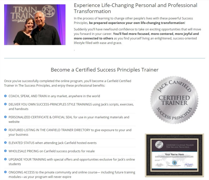 영혼을 위한 닭고기 수프의 저자 잭캔필드의 석세스프린서플 Success Principle trainer과정에 등록하다 ...