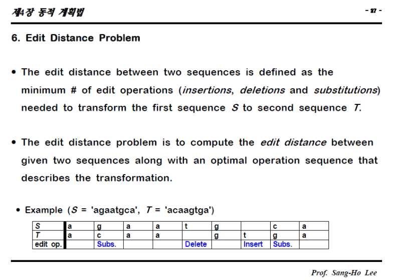알고리즘 과제 #2 Edit Distance Problem 편집거리문제 / Algorithm Dynamic programming ...