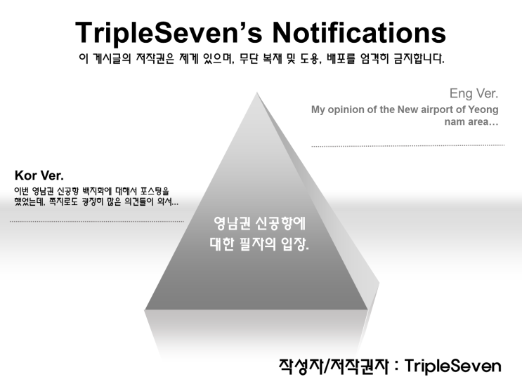 [TripleSeven/공지] 이번 영남권 신공항과 관련된 필자의 입장!