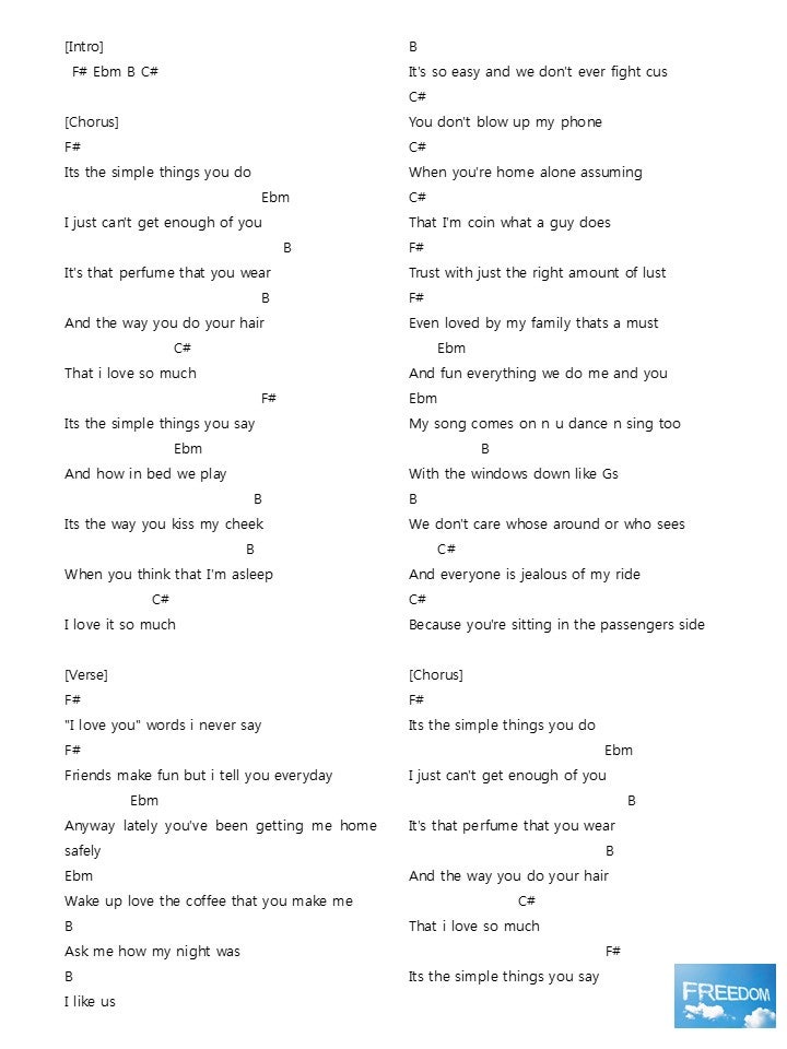 The simple things guitar chords 2025