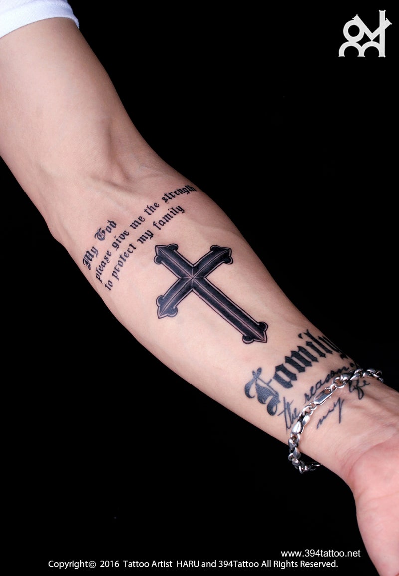 남자타투 레터링 십자가 홍대394타투 \u0026 윤하루 : 네이버 블로그, image size:800x1155