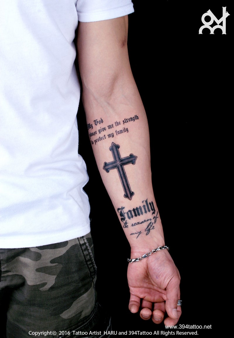 남자타투 레터링 십자가 홍대394타투 \u0026 윤하루 : 네이버 블로그, image size:800x1155