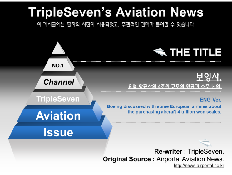 [TripleSeven/항공 소식] 미국 보잉 社, 유럽 일부 항공사와 4조원 규모의 항공기 수주 논의!