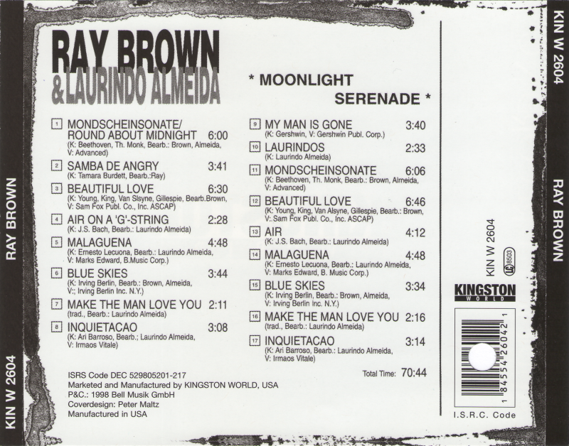 レア！Ray Brown / Moonlight Serenade Ray Brown & Laurindo Almeida – Moonlight Serenade – Vinyl