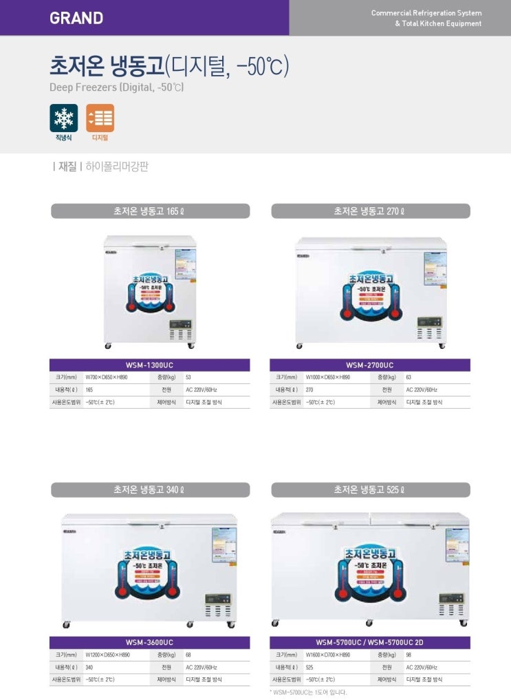  [천안 태성유통] 그랜드 우성 업소용 초저온 참치냉동고 제품 설명