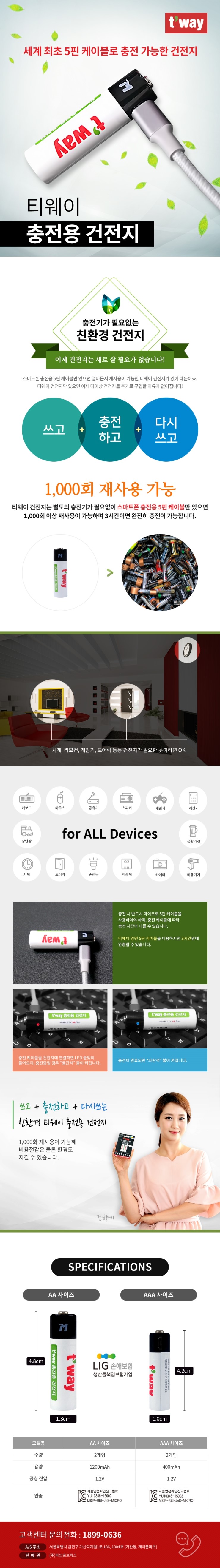  [엘레파츠 신제품] Micro 5Pin으로 충전할 수 있는 충전지!!