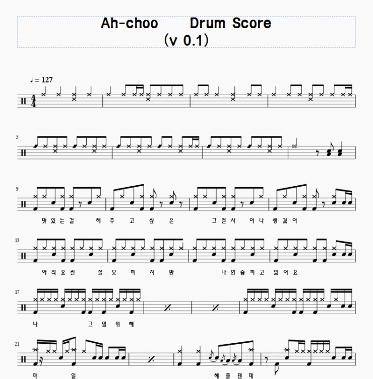 Musescore를 이용한 드럼악보 제작 사용법