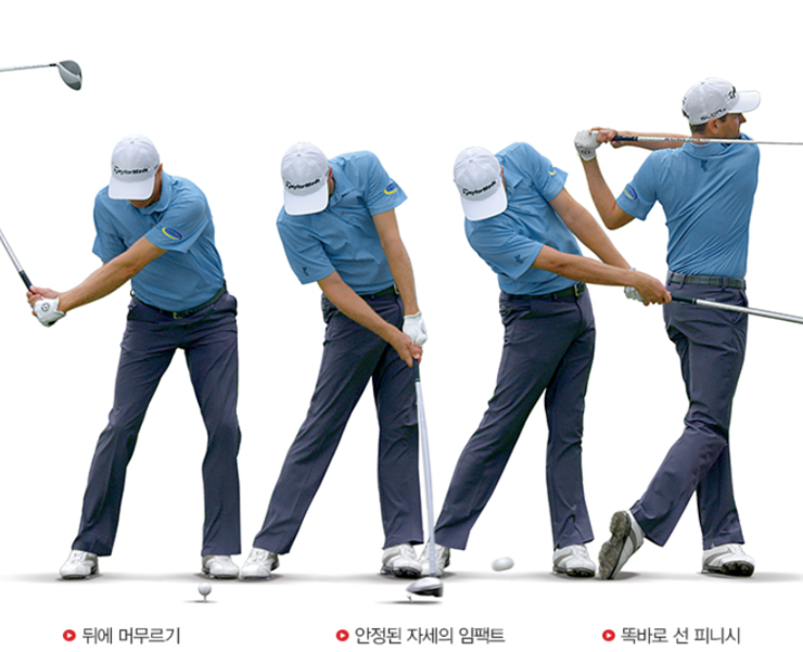 골프 기초 - 임팩트(impact) 때는 볼을 신경쓰지 말고 앞으로 뻗어준다.