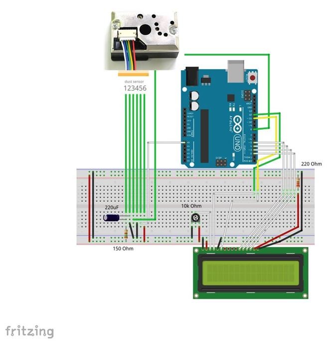 Arduino + Sharp Dust Sensor + LCD 16x2 / 아두이노 + 샤프먼지센서 + LCD 16x2 : 네이버 블로그