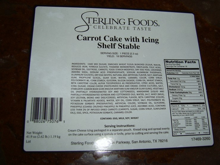 Carrot Cake with Icing Shelf Stable