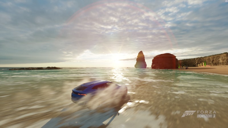 Parte da tela despixelizando em Forza Horizon 3 - Microsoft