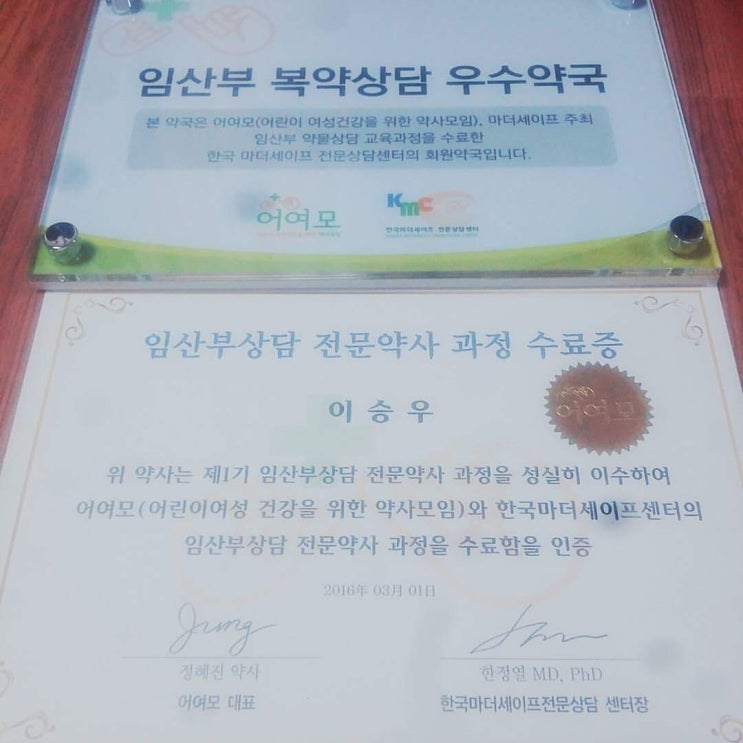  임산부 상담 전문약사 과정 수료