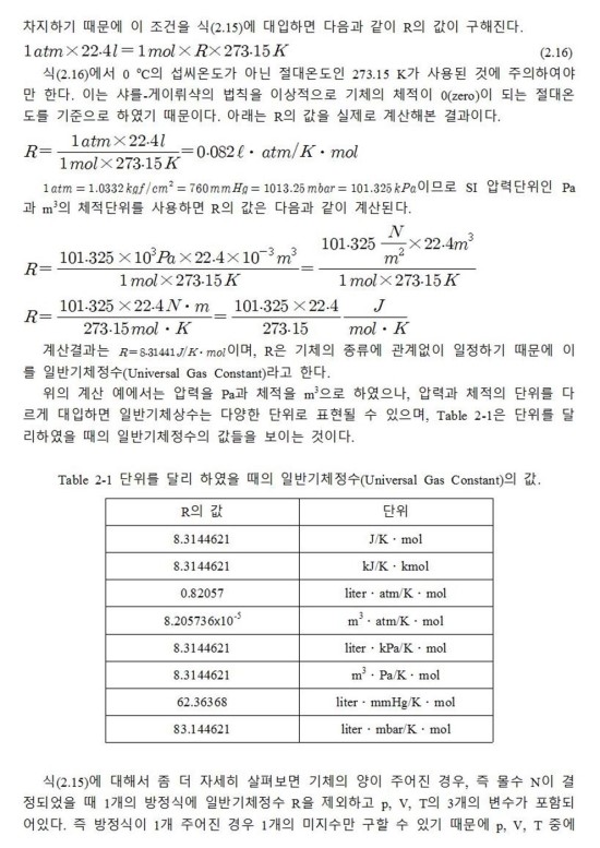  기체분자운동론(page21): 일반기체정수(Universal gas Constant)
