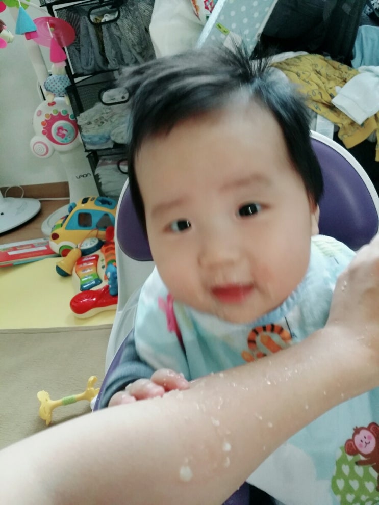  7개월 초기 이유식 : 잘먹는 호박 고구마닭고기미음