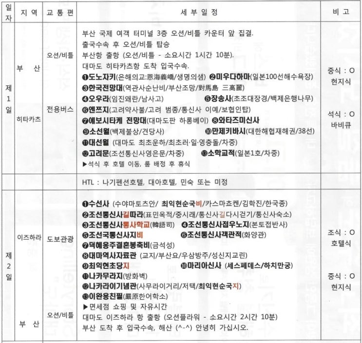  12월 03일 대마도 일정