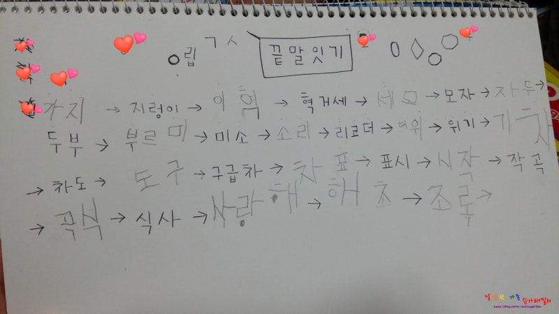 아이들과 함께 끝말잇기 놀이 : 네이버 블로그 아이들과 함께 끝말잇기 놀이 : 네이버 블로그
