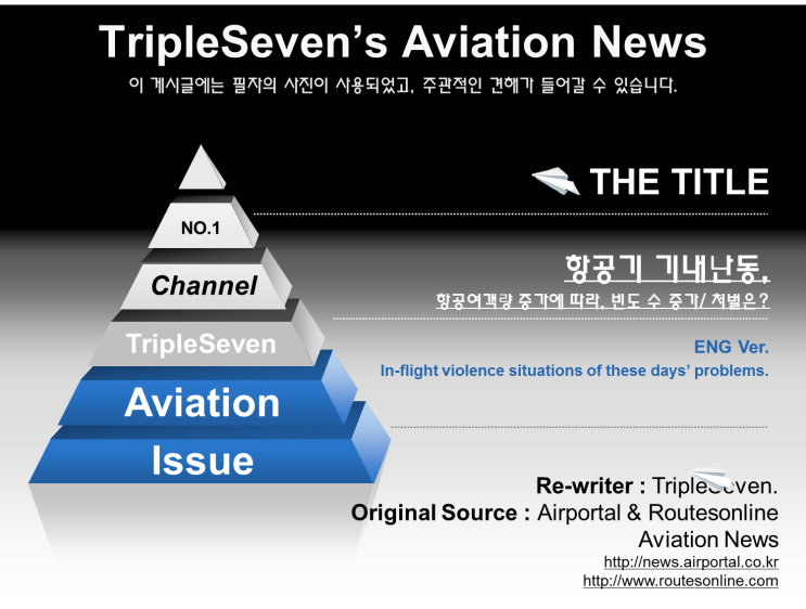  [TripleSeven/항공 소식] 항공기 내 난동 갈수록 증가, 처벌은?