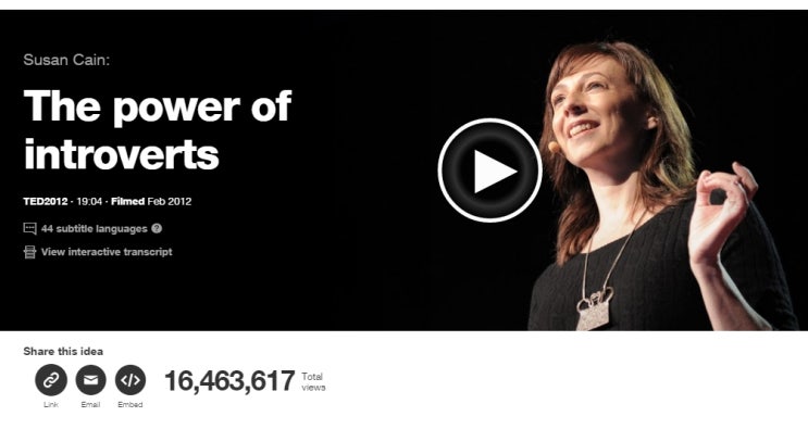 TED강연 베스트/TED영어공부-내성적인 사람들의 힘-동영상/영한 통합자막