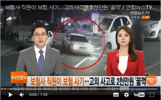 보험사 직원이 보험 사기…고의사고로 2천만원 '꿀꺽' / 연합뉴스TV (YonhapnewsTV) 보험사 직원이 보험 사기…고의사고로 2천만원 '꿀꺽' / 연합뉴스TV (YonhapnewsTV)