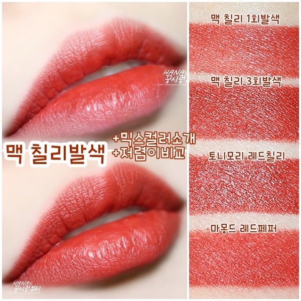 맥 칠리 발색과 저렴이와 비교 + 부담스럽지 않게 믹스하기