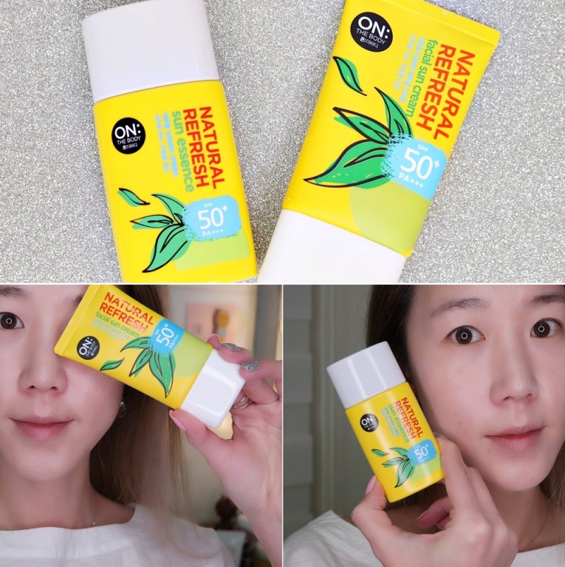 온 가족이 함께 사용하는 유분기 없는 선크림 온더바디 내추럴 리프레쉬 선케어로 보송보송....