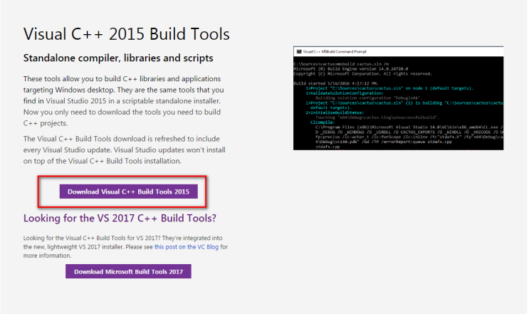 Visual C 15 Build Tools 사용해보기 네이버 블로그