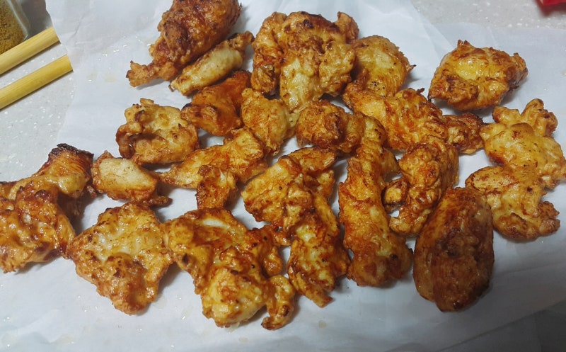치킨파우더 없는 건강한 후라이드 치킨 (통밀가루, 닭안심) 4