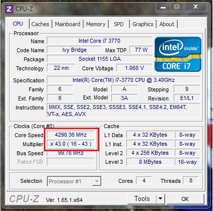  오버클럭 i7 3770@4.1~4.3, ddr3@2133