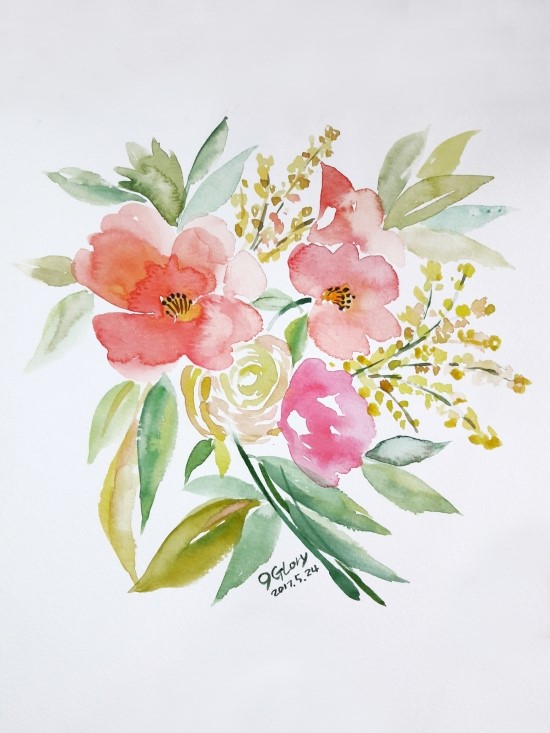  그림수업: 수채화 꽃다발 그리기