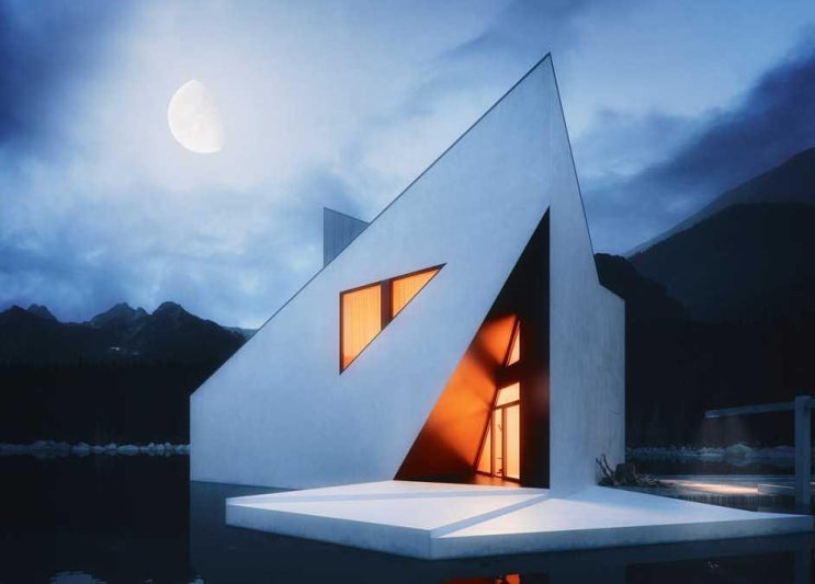 아름답고 독특한 비정형 비대칭 형이상학 단독주택 건축 미학