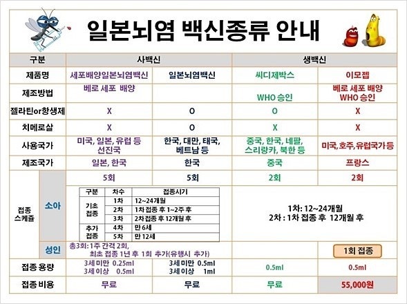 일본뇌염 생백신과 불활성화 접종 비교! 5