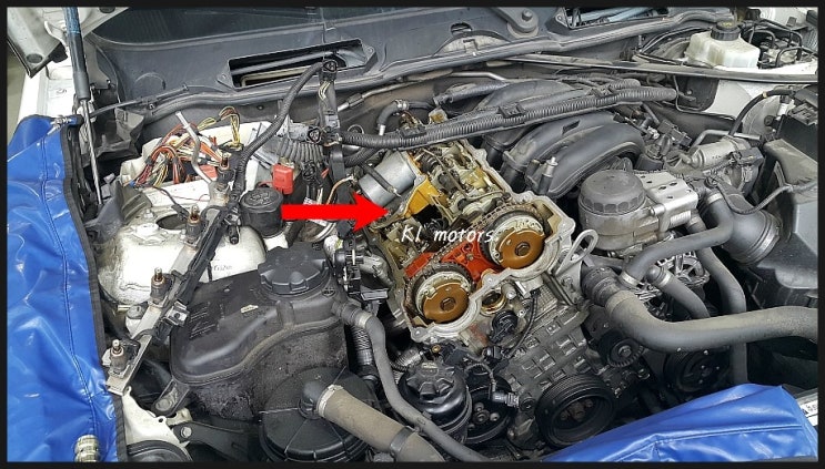 BMW정비센터 K1모터스 320I 엔진오일이 새는 고장 수리