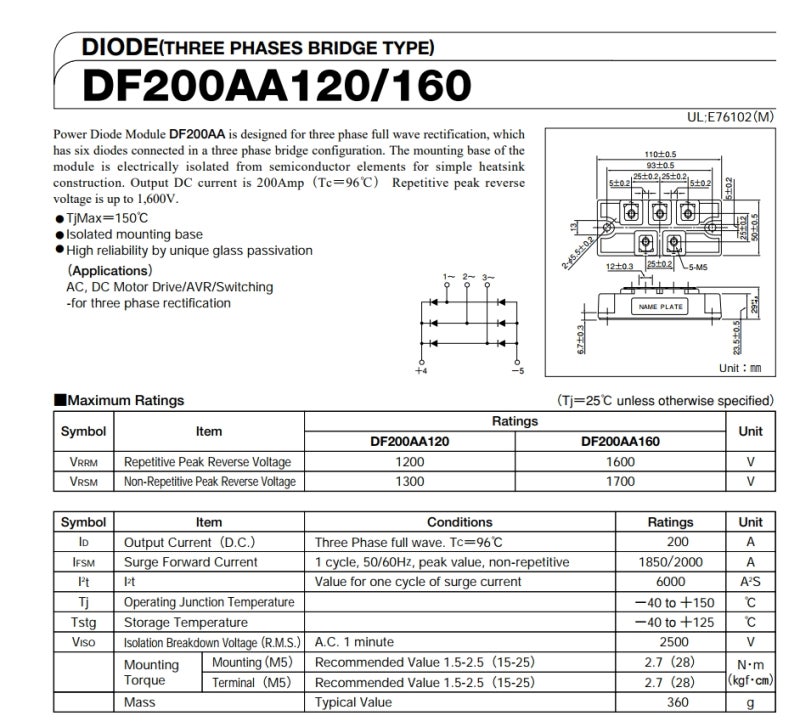 [판매중] DF200AA160 / DF200AA120 / SANREX 브릿지다이오드 / 특가판매 : 네이버 블로그