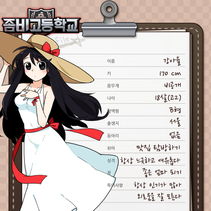 좀비고 캐릭터 프로필 모음