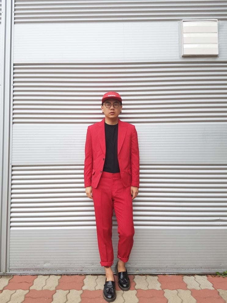  [데일리룩 #61] 여름 린넨 레드 스트라이프 수트 , 여름에도 개성있는 댄디룩
