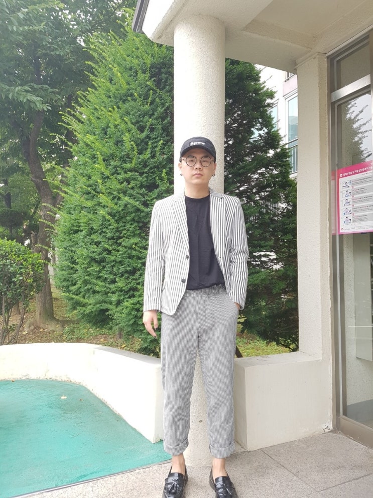  [데일리룩 #62] 여름 시어서커 블랙 스트라이프 수트 , 여름에도 난 수트를 입는다