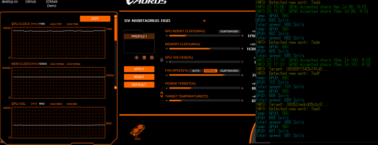  Gigabyte AORUS GTX 1080 Ti ZEC 세팅