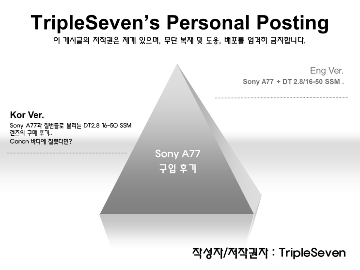  [TripleSeven/제품 리뷰] 소니 a77. 정형적인 Canon 카메라에 식상해졌다면?