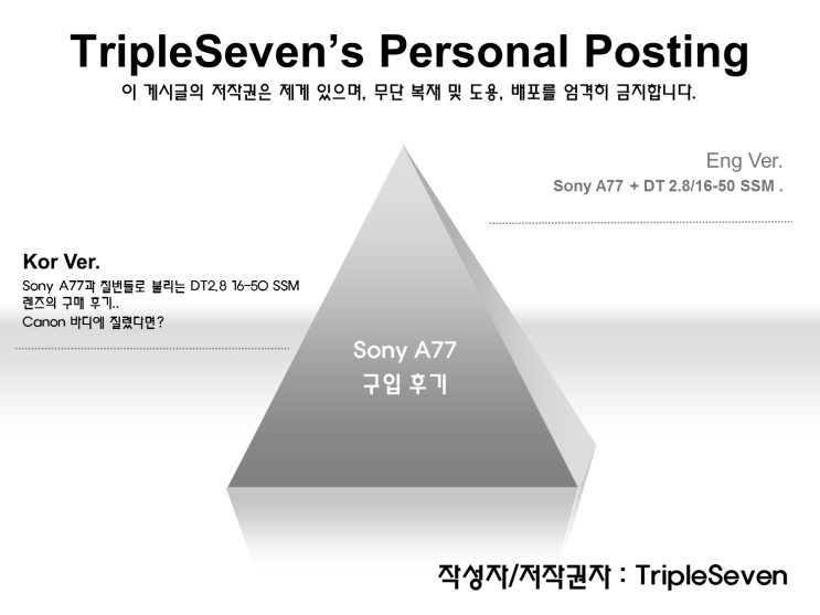 [TripleSeven/제품 리뷰] 소니 a77. 정형적인 Canon 카메라에 식상해졌다면?