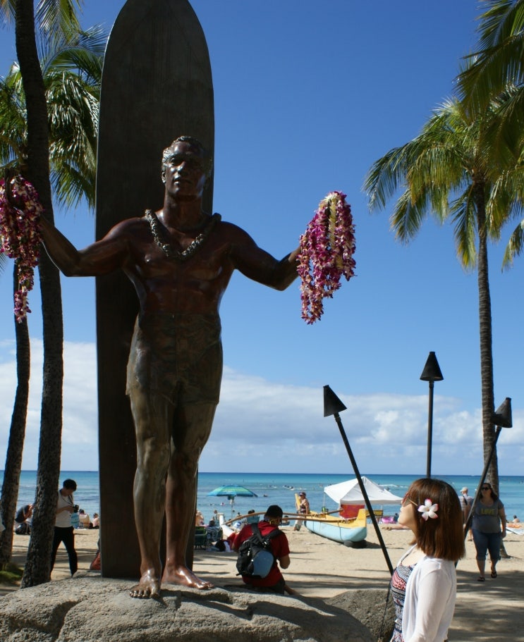 [하와이 여행] 와이키키 비치, 듀크 카하나모쿠 동상