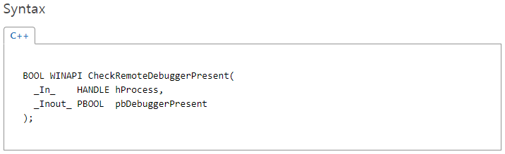 CheckRemoteDebuggerPresent