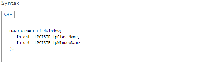 FindWindow